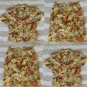 Vintage Floral mini skirt set